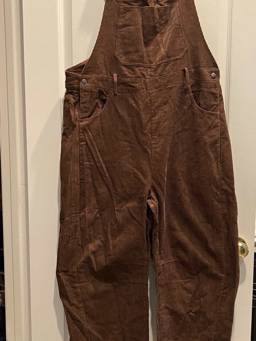 Women's Brown Corduroy Overalls - Relaxed Fit